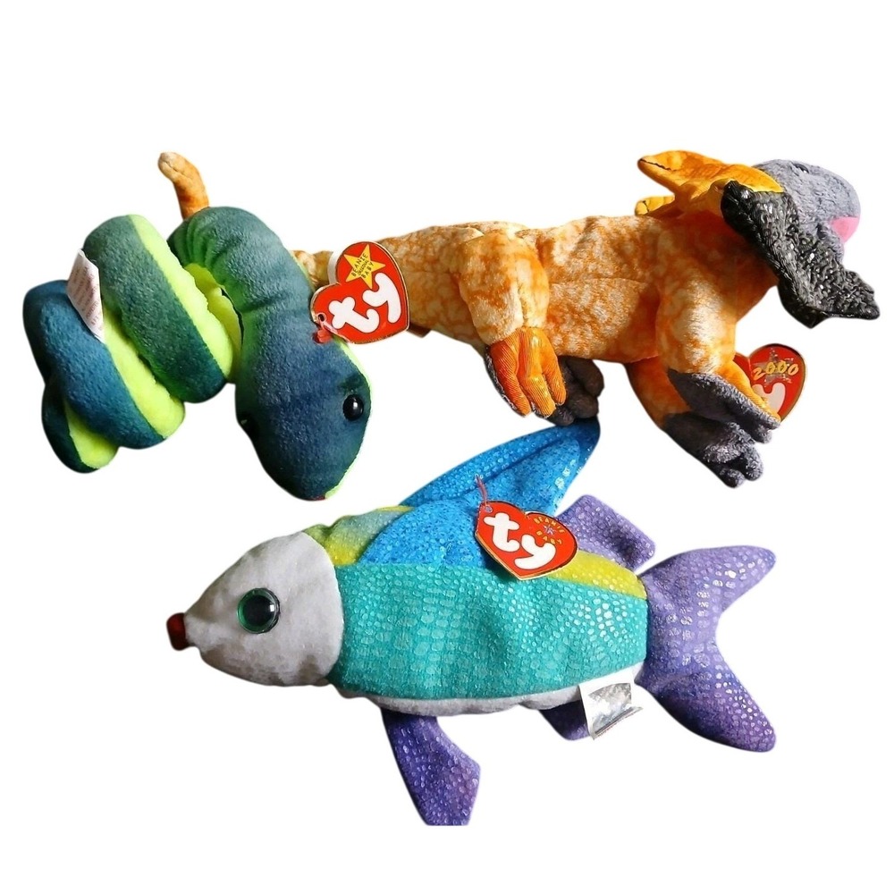 TY Beanie Babies - Lot Of 3 - Slayer 2000, Hissy 1997,‎ Propeller 2001 #Ty19